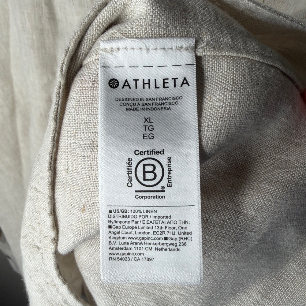 Athleta Retreat Linen Top Size XL in Undyed Color 100% Linen Breathable - Picture 11 of 15